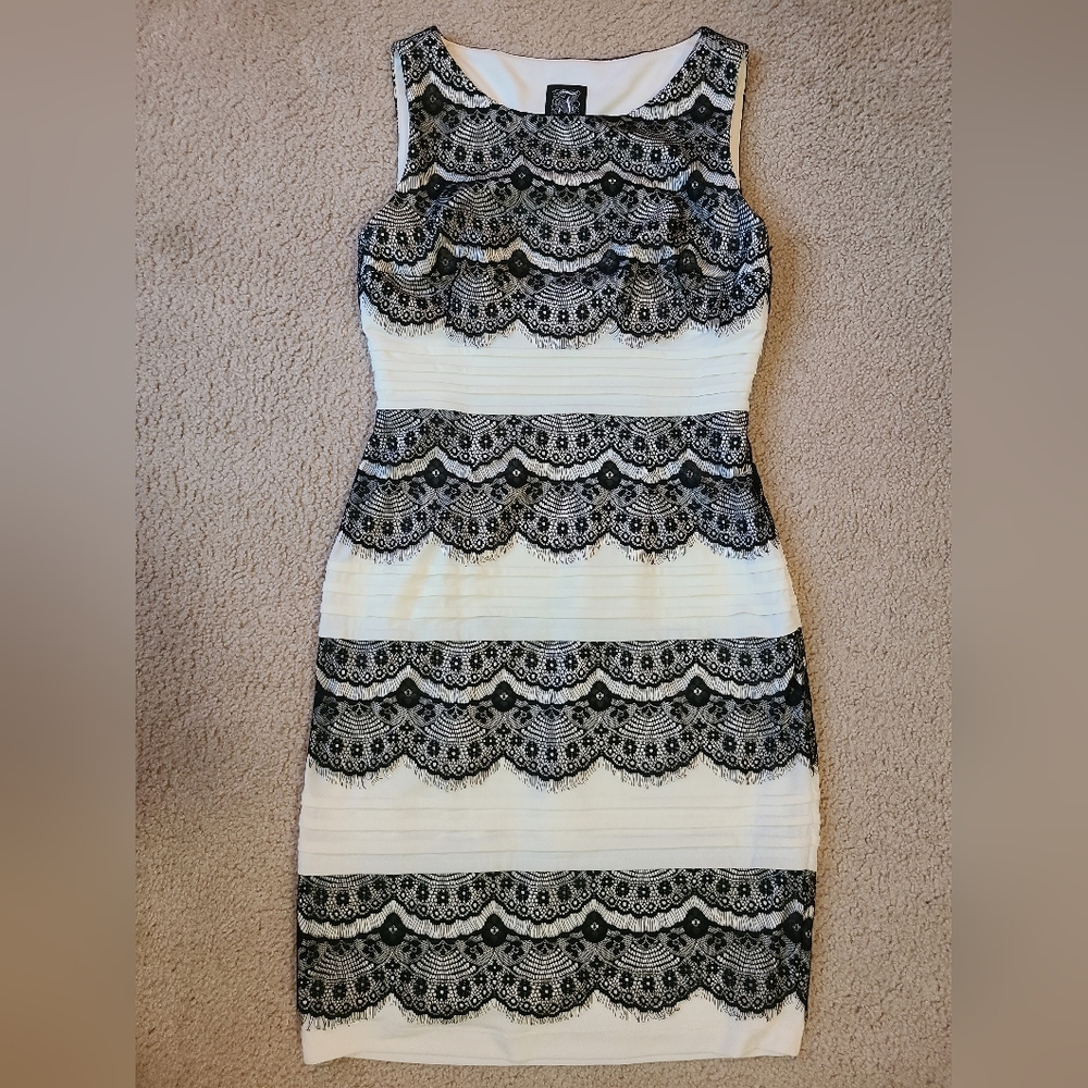 White dress with black lace size 4